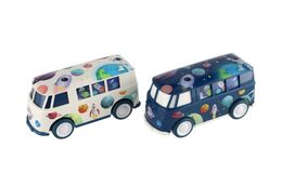 Autobus vesmír plast 13cm na setrvačník 2 barvy 12ks v boxu