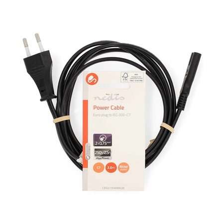 Nedis CEGL11040BK20 napájecí kabel 2PIN 2m flexo magn.