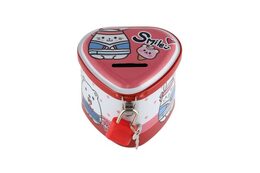 Pokladnička plechová srdce se zámkem 8x7cm 4 barvy v sáčku