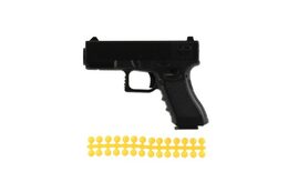 Pistole na měkké kuličky kov/plast 10cm + náboje 28ks 2 druhy na kartě 8ks v boxu