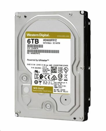 HDD 3,5" Western Digital Gold 6TB SATA III, rychlost otáček: 7200 ot/min, 256MB cache