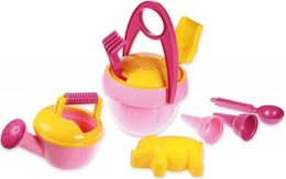 Sada na písek pro holky plast 10ks v síťce 25x27x15cm 24m+