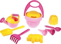 Sada na písek pro holky plast 10ks v síťce 25x27x15cm 24m+