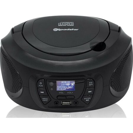 Přehrávač Roadstar, CDR-375D+/BK, přenosný, CD-R/RW, autostop, digitální tuner
