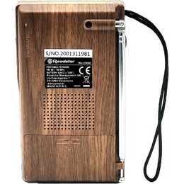 Rádio Roadstar, TRA-1230/WD, přenosné, FM, 1 x repro, 2x AA, barva dřevo