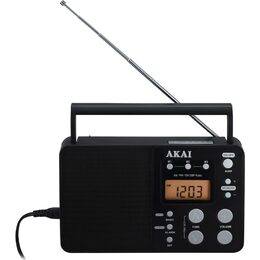 Rádio AKAI, APR-200, přenosné, FM/AM/SW, LED displej, DC6V/4xD