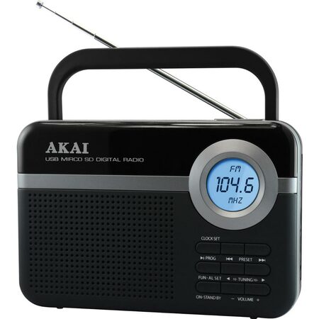 Rádio AKAI, PR006A-471U, přenosné, FM tuner s PLL, LCD displej, AUX-IN, RMS
výk
