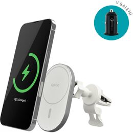 Bezdrátová nabíjecí podložka do auta Epico Elipse s Magsafe 15W, 18W QC stříbrná