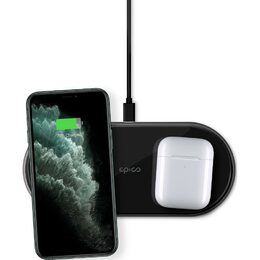 Bezdrátová nabíjecí podložka Epico UltraSlim Dual Wireless 18W fast charger čern