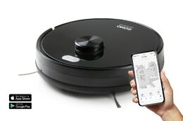 Robotický vysavač s čistící stanicí a mopem - DOMO DO7298S, Baterie 14,4 V, Sací