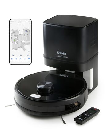 Robotický vysavač s čistící stanicí a mopem - DOMO DO7298S, Baterie 14,4 V, Sací