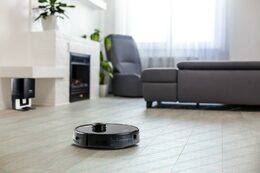 Robotický vysavač s čistící stanicí a mopem - DOMO DO7298S, Baterie 14,4 V, Sací