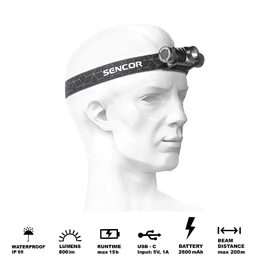 SLL 706 NABÍJECÍ ČELOVKA OUTDOOR SENCOR