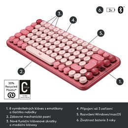 Klávesnice Logitech POP Keys US - heartbreaker