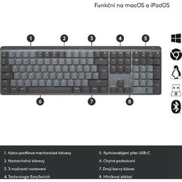 Klávesnice Logitech MX Mechanical, Tactile, US - graphite