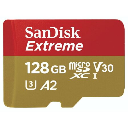 Paměťová karta SanDisk Micro SDXC Extreme 128GB UHS-I U3 (190R/90W) + adaptér