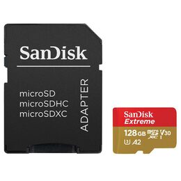 Paměťová karta SanDisk Micro SDXC Extreme 128GB UHS-I U3 (190R/90W) + adaptér