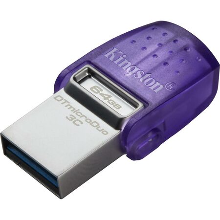 Flash USB Kingston DataTraveler microDuo 3C 64GB USB 3.2 - USB-C - fialový