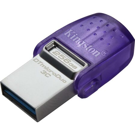 Flash USB Kingston DataTraveler microDuo 3C 256GB USB 3.2 - USB-C - fialový