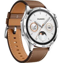 Chytré hodinky Huawei Watch GT 4 46 mm - Silver + Brown Strap