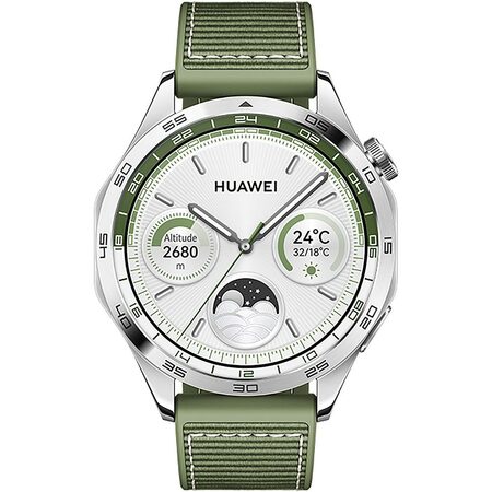 Chytré hodinky Huawei Watch GT 4 46 mm - Silver + Green Strap