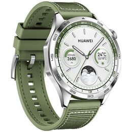 Chytré hodinky Huawei Watch GT 4 46 mm - Silver + Green Strap