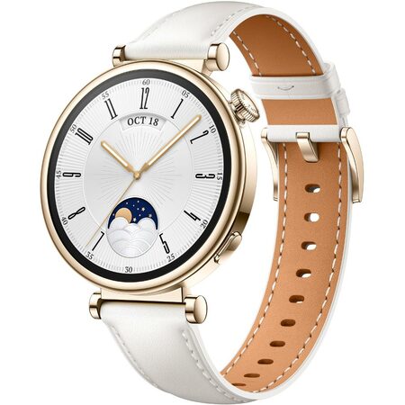 Chytré hodinky Huawei Watch GT 4 41 mm - Gold + White Leather Strap