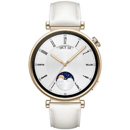 Chytré hodinky Huawei Watch GT 4 41 mm - Gold + White Leather Strap