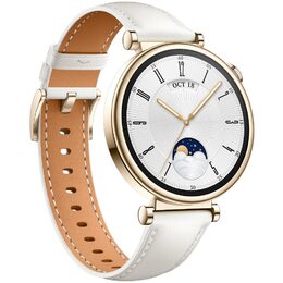 Chytré hodinky Huawei Watch GT 4 41 mm - Gold + White Leather Strap