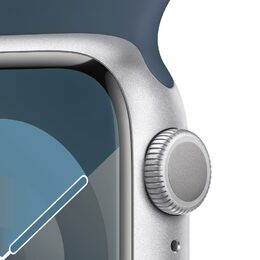 Chytré hodinky Apple Watch Series 9 GPS 41mm pouzdro ze stříbrného hliníku - bouřkově modrý sportovní M/L řemínek