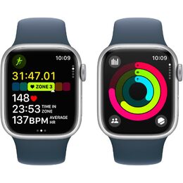 Chytré hodinky Apple Watch Series 9 GPS 41mm pouzdro ze stříbrného hliníku - bouřkově modrý sportovní M/L řemínek