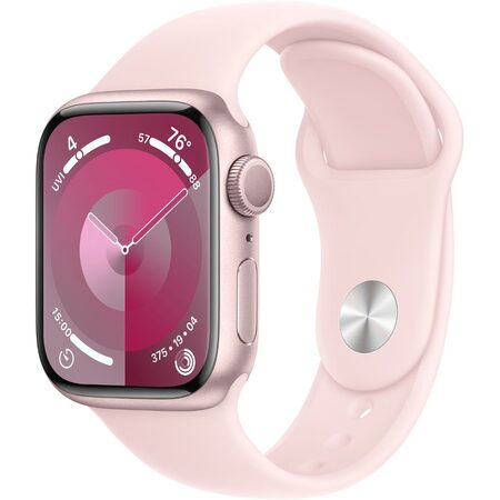 Chytré hodinky Apple Watch Series 9 GPS 41mm pouzdro z růžového hliníku - světle růžový sportovní S/M řemínek