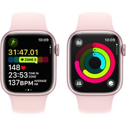 Chytré hodinky Apple Watch Series 9 GPS 41mm pouzdro z růžového hliníku - světle růžový sportovní S/M řemínek