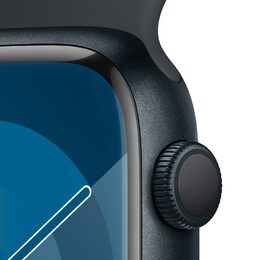Chytré hodinky Apple Watch Series 9 GPS 45mm pouzdro z temně inkoustového hliníku - temně inkoustový sportovní S/M řemínek