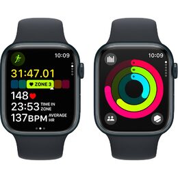 Chytré hodinky Apple Watch Series 9 GPS 45mm pouzdro z temně inkoustového hliníku - temně inkoustový sportovní S/M řemínek