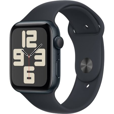 Chytré hodinky Apple Watch SE 2023 GPS 44mm pouzdro z temně inkoustového hliníku - temně inkoustový sportovní M/L řemínek