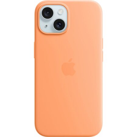 Kryt na mobil Apple Silicone Case s MagSafe pro iPhone 15 - sorbetově oranžový