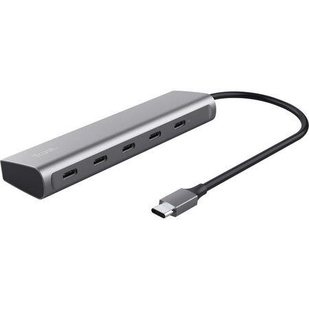 USB Hub Trust Halyx Aluminium USB-C/5x USB-C 3.2 Gen1 - stříbrný