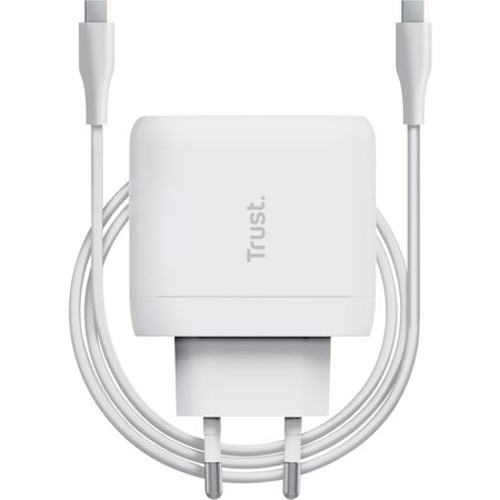 Napájecí adaptér Trust Maxo 65 W USB-C s kabelem USB-C/USB-C, 2 m - bílý