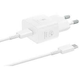 Nabíječka do sítě Samsung EP-T2510, USB-C, 25W + USB-C kabel 1m - bílá