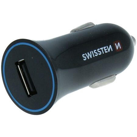 SWISSTEN nabíječ 1xUSB 12V/1A ČERNÁ + micro USB kabel