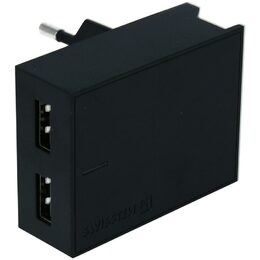 SWISSTEN adaptér 230V/3A  2xUSB + USB-C kabel 1,2m ČERNÁ