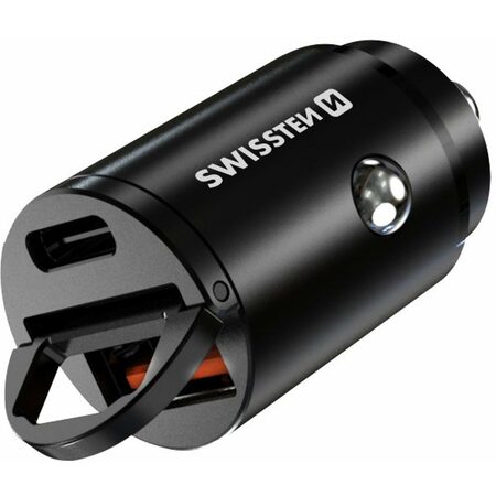 SWISSTEN nabíječ USB-C POWER DELIVERY a USB SUPER CHARGE 3.0 NANO 30W černá
