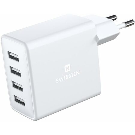 SWISSTEN adaptér 230V/4A 20w 4xUSB BÍLÁ