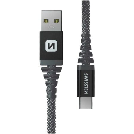SWISSTEN kabel USB USB-C kevlarový 1,5m 3A 60W antracitová