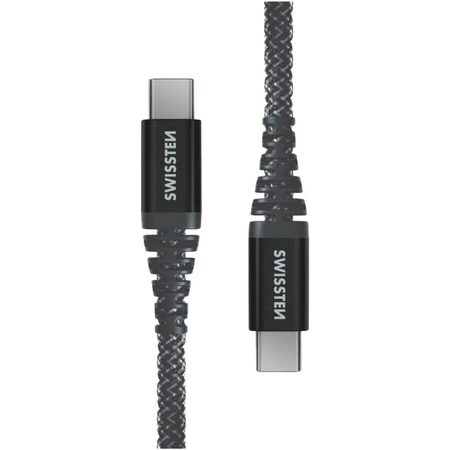 SWISSTEN kabel USB-C USB-C kevlarový 1,5m 3A 60W antracitová