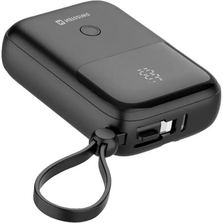 SWISSTEN FAST CHARGE POWER BANK 10000 mAh integrovaný kabel Lightning a USB-C če