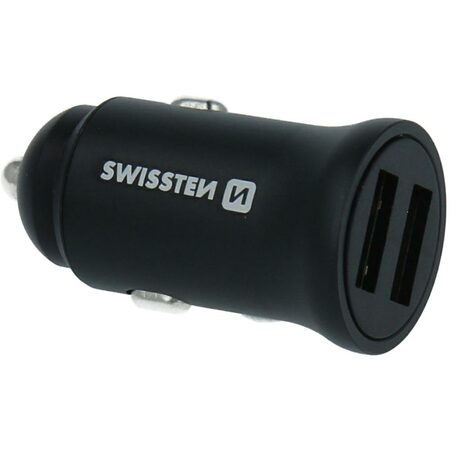 Swissten CL adaptér 2x USB 4,8A METAL BK