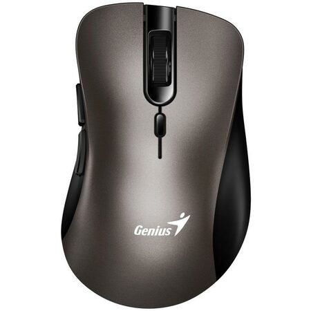 Genius Ergo 8100S Myš, bezdrátová, ergonomická, optická, 1600DPI, 6 tlačítek, USB, titanová