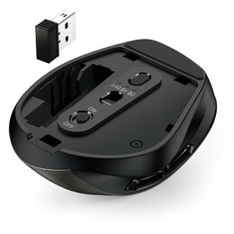 Genius Ergo 9000S, Myš, bezdrátová, optická, 2400DPI, 6 tlačítek, Bluetooth, 2.4 GHz, USB, titanová